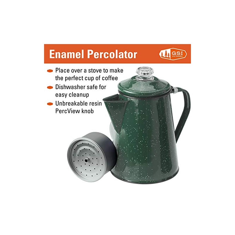 GSI Outdoors Percolator Coffee Pot | Enamelware Campfire Coffee Boiler