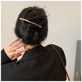 Aneneiceera Vintage Long Tube Bar Hair Clip Barrette Silver Bar Hair Barrette Clamp Minimal Metal Glossy Stick Barrettes Clips Decorative Hair Accessories for Women (Silver)