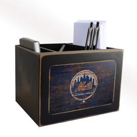 Fan Creations Mets Distressed Team Logo Desktop Organizer with Color