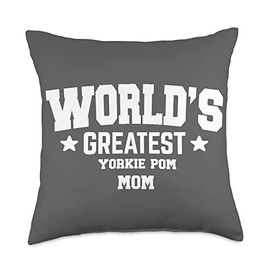 Mix Breed Dog Mom Graphics Yorkie Pom Mix Breed Dog Décor Theme Throw Pillow, 18x18, Multicolor