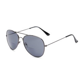 Readers.com Reading Sunglasses: The Legacy Bifocal Reading Sunglasses Metal Aviator Style for Men and Women - Grey with Smoke, 2.75