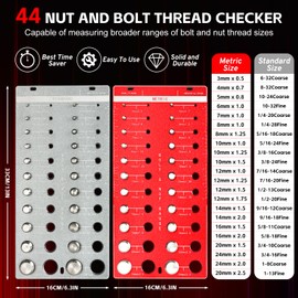 44 Nut and Bolt Thread Checker 22 Metric and 22 Standard Wall-Mountable Bolt and Nut Identifier Gauge 2-in-1 Thread Checker Board Hardened Bolt Size and Thread Gauge Identifier with Inch & CM Ruler