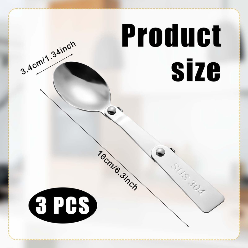 3 x Foldable Spoon for Thermos Funtainer Food Jar 16