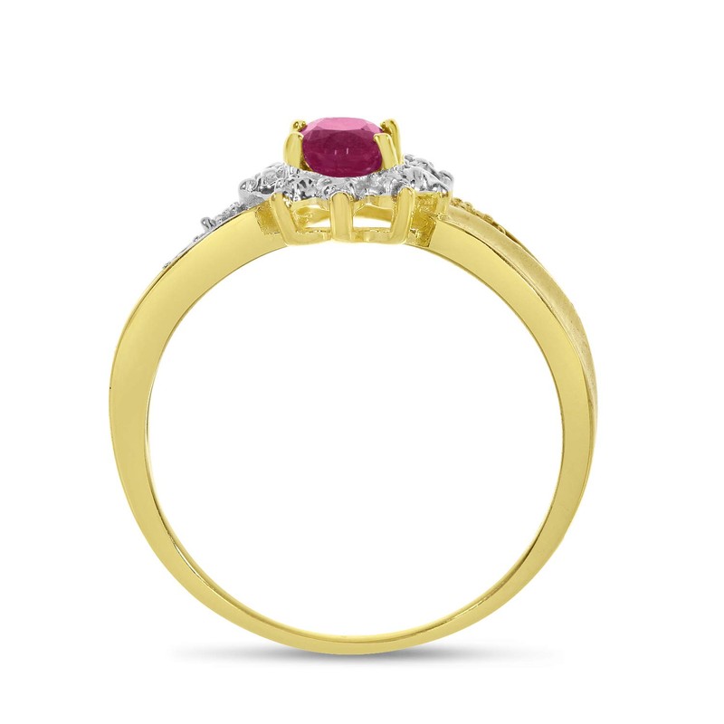 Direct-Jewelry 10k Yellow Gold Oval Ruby and Diamond Ring (Size