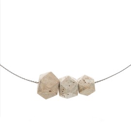 Marble Stories Diamond Necklace – Travertine Stone on Pure Brass Wire