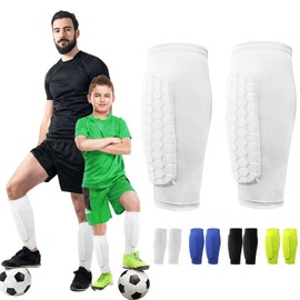 LUKIUP Men's Football Shin Pads, XS/S/M/L Chin Pads, Children, Adult Football, Breathable & Non-Slip Shin Pads, Football, Suitable for Adults and Children (White, XS)