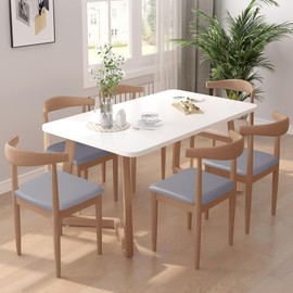 Alishomtll PU Chair Covers, Set of 4/6, Stretch Leather Seat Covers, Waterproof Seat Cover, Removable, Washable Dining Room Chair Covers for Dining Room, Kitchen, Wedding, Garden, Office (Grey, 6