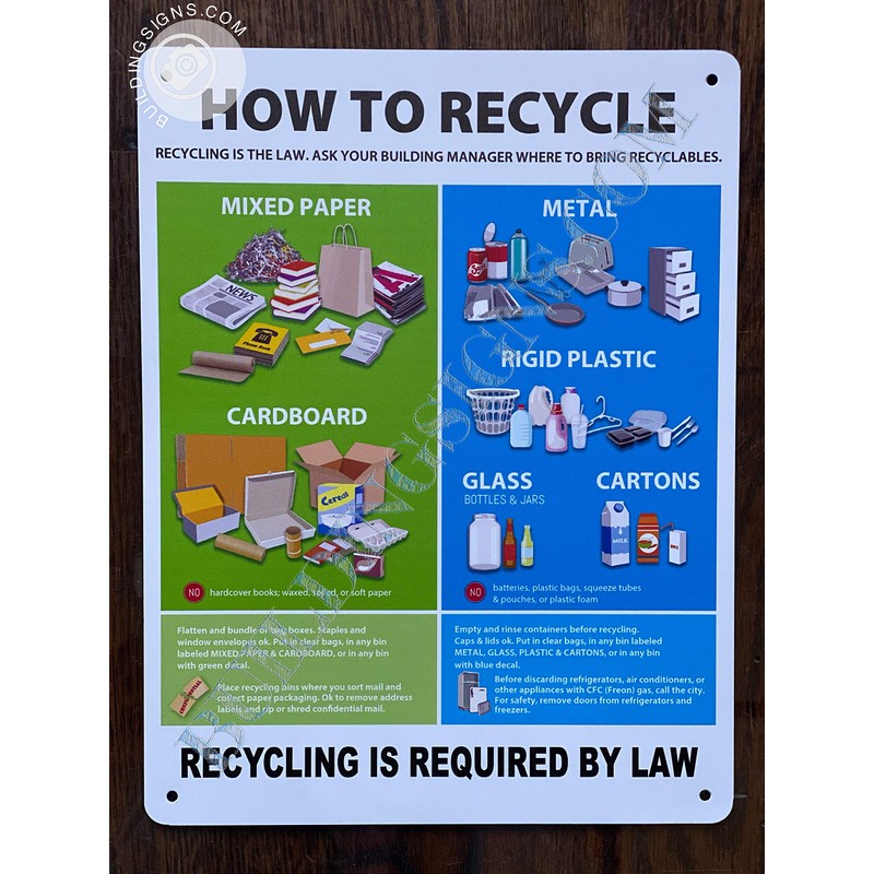 New York City Recycle Sign (White, Rust Free, Aluminium Sign,