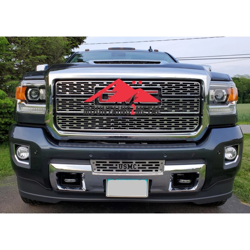 Mountains2Metal USMC Bumper Grille Insert Brushed SS fits 2015-2019 GMC
