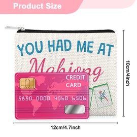 Mahjong Lover Gifts Coin Purse Pouch Gambling Gifts for Mahjong Lover Player Wallet Pouch Birthday Christmas Retirement Presents for Grandma Aunt Mom Sister Friends Coin Purse with Zipper