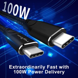 Twozoh USB C to USB C 3.2 Gen 2 Cable 20Gbps Data Transfer 100W PD Fast Charging 4K Video Output Monitor Cord (3.3FT, Black)