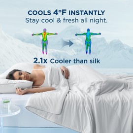 Bedsure Cooling Comforter Queen Size – Cooling Blankets for Hot Sleepers, Q-Max > 0.42, Breathable Cooling Blanket for Night Sweats, 3-Piece Set, 1 Grey Comforter (90"x90") & 2 Pillowcases (20"x26")