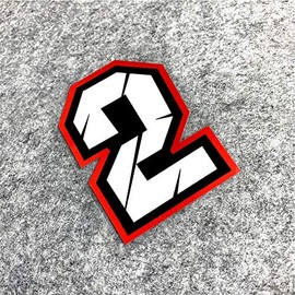 Creative Arabic Numbers Motorcycle Racing Sticker DIY Decorate Car Styling and Decals 10x7cm (Number 2)