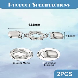 Pack of 2 Weater Cardigan Clips Silver Vintage Elegant Cardigan Clips Alloy for Women, Versatile Pullover Scarf Clip Women's Accessories, Retro Clothing Clip for Sweaters, Scarves and Jackets