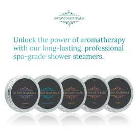 Satavi Naturals Aromatherapy Shower Steamers (5-Pack) Variety - Scented Vapor Tabs for Self-Care, Aromatic Shower Bath Bombs, Natural Essential Oils for Women & Men