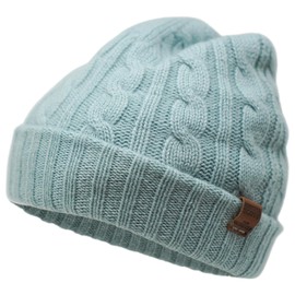 Borges & Scott The Lux - 100% Cashmere - Reversible Double Layer Hat - Extra Thick, Sea Blue