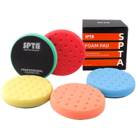 Polierschwamm, SPTA 5tlg 125mm Klett Waffle Polierpad Polierschwämme Polieraufsatz Wachs Schwämme Auto Polierpad Polieren Pad Schwamm Polierschaum Set für 125mm Exzenter Poliermaschine Schleifmaschine