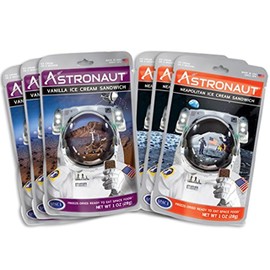 Astronaut Foods Freeze-Dried Ice Cream Sandwich, NASA Space Dessert, Variety Pack with Vanilla and Neapolitan, 6 Count
