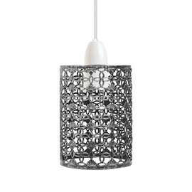 LEDSone Industrial Style Brushed Silver Metal Cage Lampshade – Easy Fit Wire Cage Light Shade for Indoor Pendant Lights for Dining Room, Bedroom, Loft, and Hallway (1 Pack)