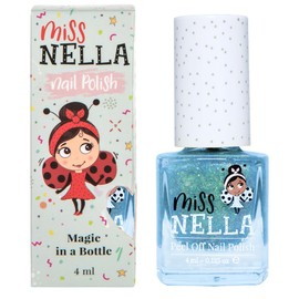 MISS NELLA NEW Magic collection BIBBIDI BOBBIDI BOO- Special Blue sparkle Nail Polish for Kids, with Peel-off, Water Based & Odour Free Formula