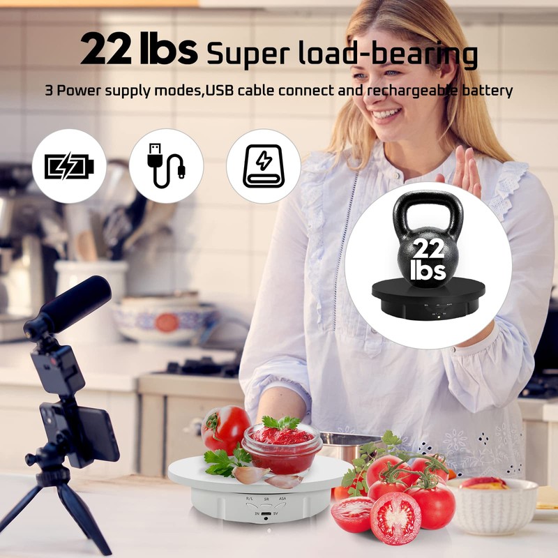 JAYEGT 3 in1 Motorized Rotating Display Stand with 5.74/7.08/8.66 inch