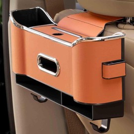POCONT Multifunctional Car Seat Back Storage Box, 2025 New Car Seat Storage Box, Car Seat Tissue Box, Car Back Seat Organizer for Travel (Orange)