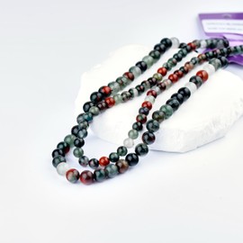1 Strand 6mm Semi Precious Gemstone Beads, Smooth Round Beads, Ideal for Crafting and Jewelry Design (African Bloodstone)