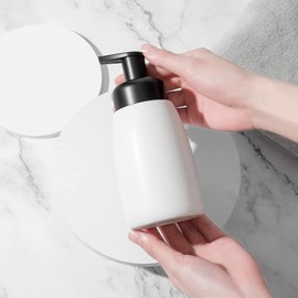Foaming Hand Soap Dispenser Ceramic Jar Foam Dish Soap Dispenser for Bathroom and Kitchen Sink, Liquid Pump Bottle for Shampoo, Body Wash, Hand Soap, White