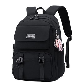 JiaYou Teen Girls Casual Backpack High Middle School Daypack Women Daily Travel Laptop Bag (2# Black, 26 Liters)