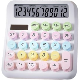 Desktop Calculator Cute Candy Color - 12 Digit Standard Basic Calculator, Cute Desk Calculator Dopamine Color Design, As a Gift for Colleagues, Kids,Classmates(White)