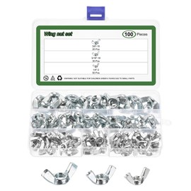 uxcell 100 Pcs 1/4"-20, 5/16"-18, 3/8"-16 Wing Nut Carbon Steel Butterfly Wing Nuts Hand Twist Tighten Wing Nuts for Machinery Electronic Equipment DIY, White
