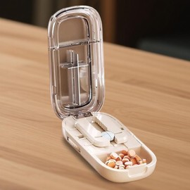 Pill Splitter | Portable Tablets Dispenser | Weekly Pill Half or Quarter Cutting organizer for Home Business Travel Hospital School Camping Work Nurses Adults Elderly