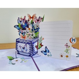 Card Mavens - Butterflies Box Pop Up Card for Mother's Day Birthday Cards for Her Mum Grandmother Children Him Grandfather Bithday 3D Card Thank You Get Well Soon Sympathy Card