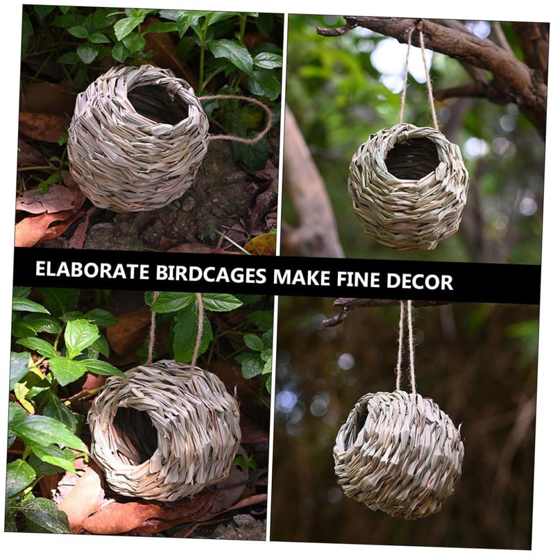 KONTONTY Weather Resistant Hummingbird Bird House Nest Natural Grass Bird