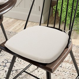 Magpie Fabrics Outdoor/Indoor 17"x16"x2" Chair Cushions with Ties Set of 4, Waterproof All Weather U-Shape Seat Pads Decoration for Patio Garden Furniture Home Office (Recycled Cream White)