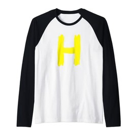 Creative Bold Yellow Letter H - Design Alphabet - Marker Raglan Baseball Tee