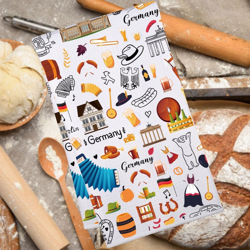 MYSOMY Germany Kitchen Towel, German Tea Towel, Germany Theme Gifts,