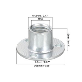 uxcell M10 Brad Hole Tee Nut, 5pcs Carbon Steel Round Base Screw-in T-Nuts Furniture Hardware Flange Female Thread Insert Nuts
