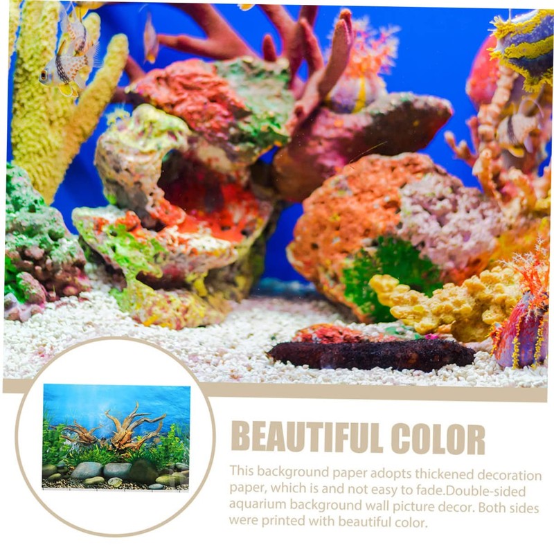Sosoport Realistic Aquarium Fish Tank Background Decal River Bed Landscape