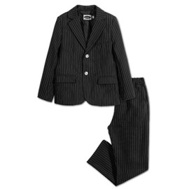 LOLANTA Kids Suit 2 Piece Festive Set for Boys Wedding Party Outfits Blazer and Pants Prom Occasion Wear 3-13 Years, Black (black striped)