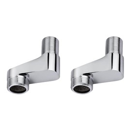 Wjelet Set of 2 Shower Fittings Adaptors S Connection, Adjustable Adapter for Shower Fittings Made of Solid Brass, 3/4 Inch to 1/2 Inch, 37 mm Offset, for Bathroom Installations (75 mm ~ 225 mm