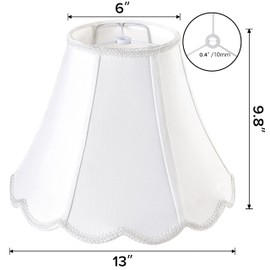 GOSO Bell Lamp Shades Set of 2 Medium Off White, Scalloped Lamp Shade for Table Lamp,Floor Lamps Replacement Braids with Petal Edges, 6×13×9.8 Inch Spider Easy Assembly Modern Art Decor for Bedroom