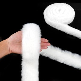 18ft Christmas Faux Fur, White Faux Fur Fur Trimming Ribbon, Ribbon Cotton Sewing Trimmings Furry Accessories, Christmas Tree Ribbon Winding Garland (18 Feet)