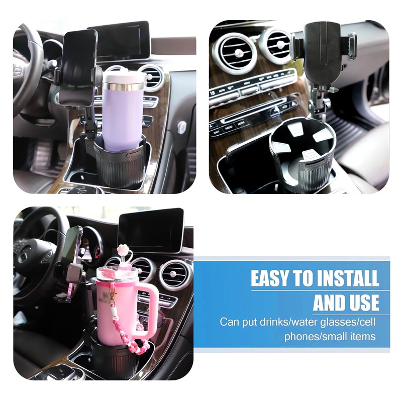 Car Cup Holder Expander with Phone Holder for Vehicles -