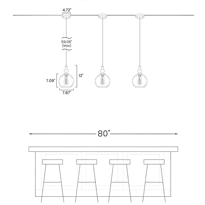 Helitemis 1-Light Brushed Brass Glass Pendant Light, Adjustable Height Modern