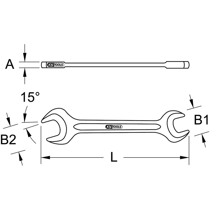KS Tools 517.1412 Spanner Double-Ended Heavy-Duty Spanner 12 x 13