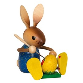 Drechslerei Kuhnert - Easter Decoration / Easter Bunny - Kuhner Bunny with Brush and Easter Egg - Made of Wood - Size: Standing Approx. 19 cm - Made in Germany