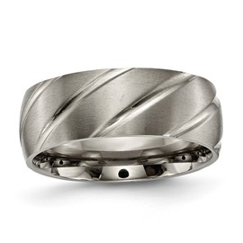 Solid Titanium Swirl Design 8mm Men's Wedding Brushed Matte Finish Band Ring Size 10