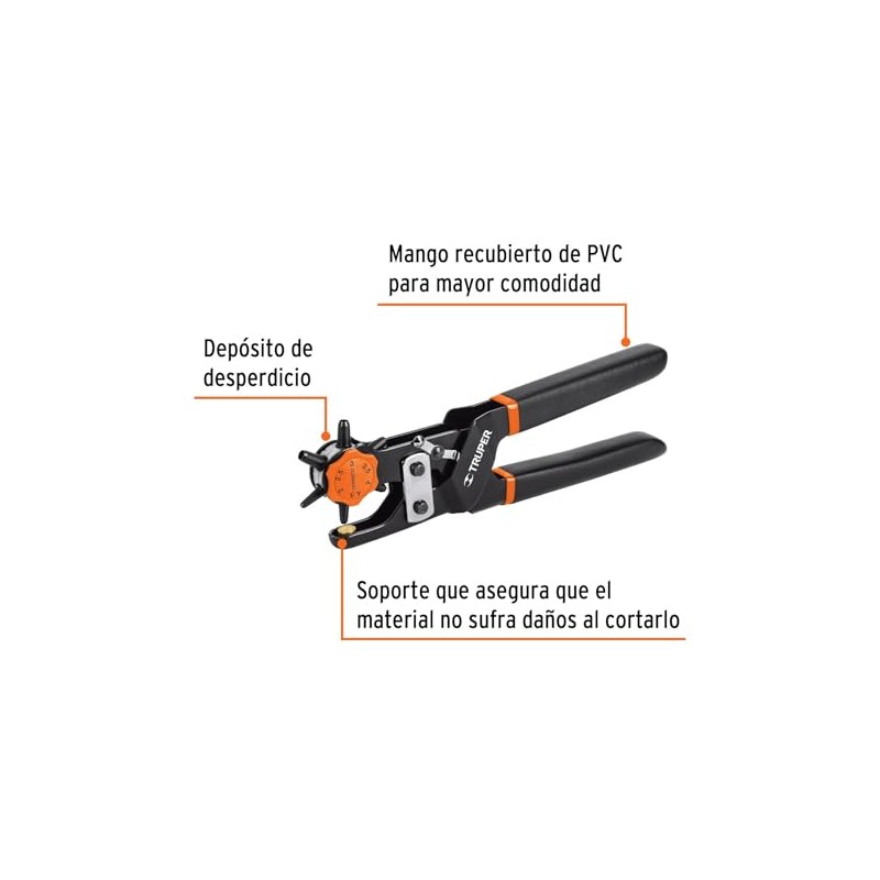Truper PSA-9, Pinza sacabocados, mango ergonómico