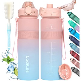 CodiCile Water Bottle, BPA Free 1l Water Bottle Leak Proof Drinks Bottle, Large Sports Bottle Great for Gym, School, Office and Travel (Pink Blue)